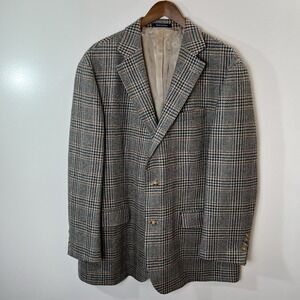 Lands End Mens Lambswool Plaid Blazer Jacket XL 46R  Dark Academia Heritage